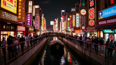 Gambar Dotonbori Osaka pada malam hari
