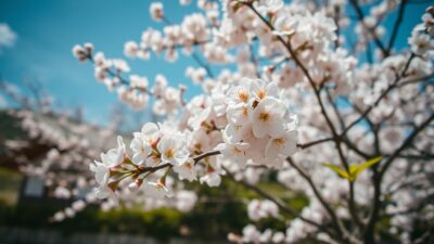 Gambar musim semi di Jepang dengan bunga sakura yang mekar