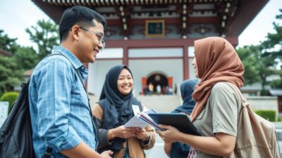 Guide Indonesia membantu turis di kuil Jepang, layanan dalam panduan turis Indonesia di Jepang tanpa bahasa Jepang Guide Indonesia membantu turis di kuil Jepang, layanan dalam panduan turis Indonesia di Jepang tanpa bahasa Jepang