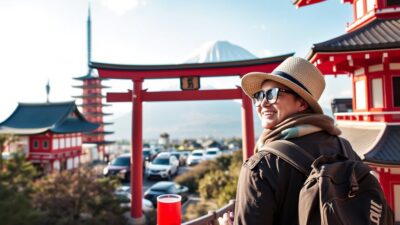 Image of a tourist enjoying a flexible trip in Japan