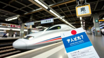 JR Pass dan kereta Shinkansen di stasiun Jepang
