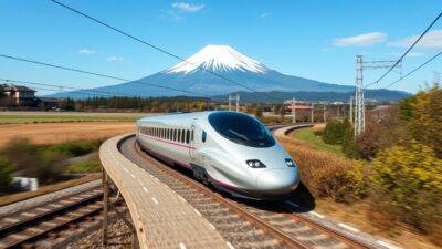 Kereta Shinkansen atau kereta peluru Jepang, transportasi utama untuk wisata ke Jepang antar kota