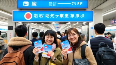 Wisatawan menggunakan Japan Rail Pass di stasiun kereta Jepang, tips hemat untuk wisata ke Jepang