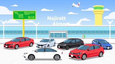 Image of various rental cars available at Narita Airport