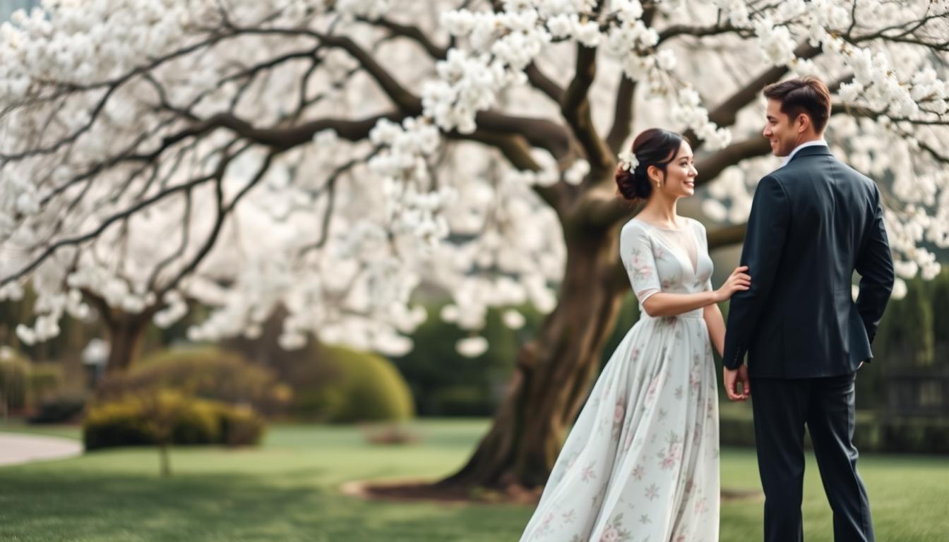 outfit prewed musim semi di jepang